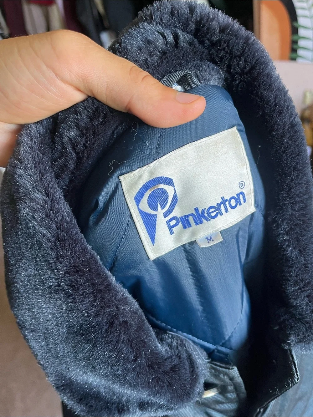 VTG 70’s Pinkerton Security Services Navy Blue Fur Collared Coat